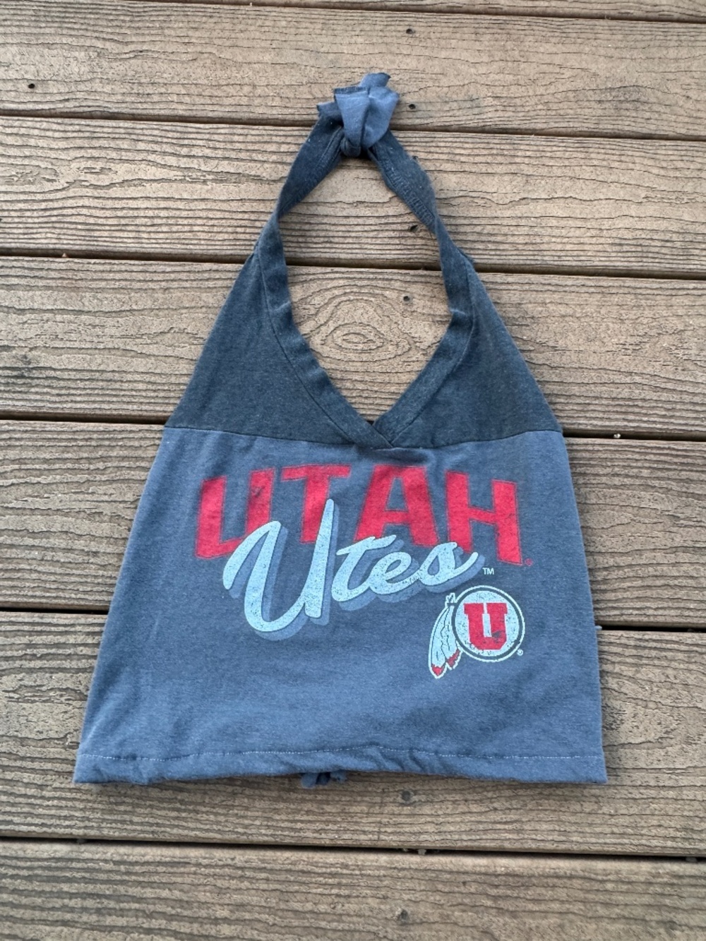 Utah Utes vintage charcoal reworked halter top one size